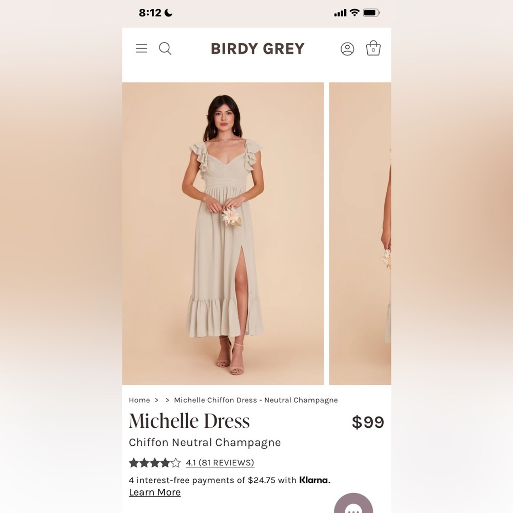 Michelle Dress
Chiffon Neutral Champagne